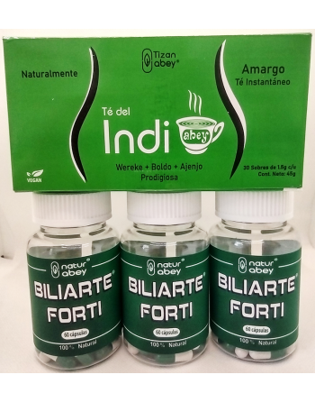 Biliarte Forti Abey Naturabey capsulas Mal aliento y sabor de boca Mejora el estreñimiento Colitis Anti-bilioso Purifica el híga