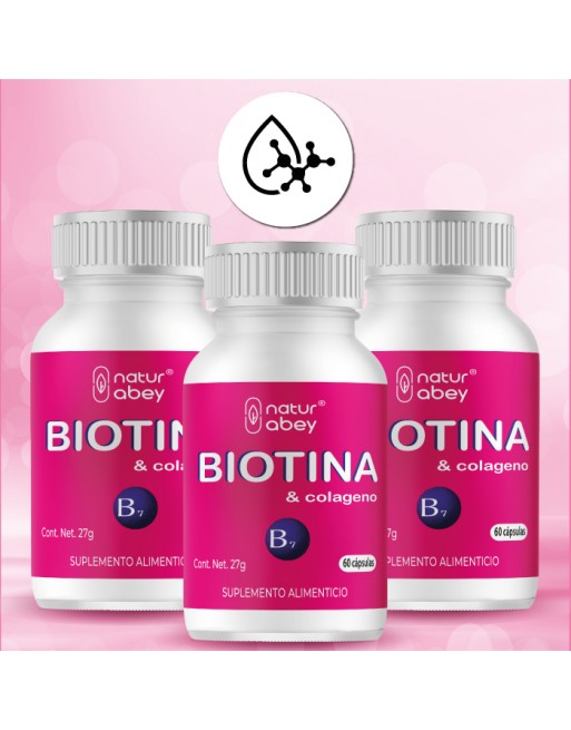 Biotina & Colágeno Abey , 3-pack Fortalece   Cabello Piel Uñas  Articulaciones Musculos Biotina & Colágeno Abey , 3-pack Fortalece   Cabello Piel Uñas  Articulaciones Musculos