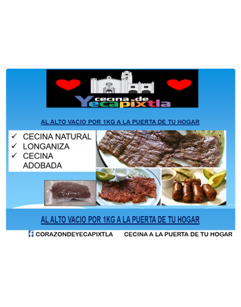 Cecina Yecapixtla a domicilio, sabor de pueblo "YK"