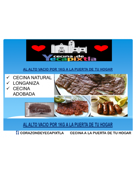 Cecina Yecapixtla a domicilio, sabor de pueblo "YK"